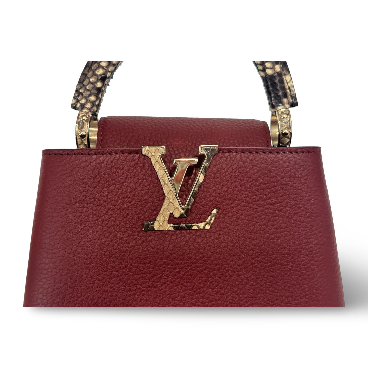Louis Vuitton Mini Capucines with Python Handle Burgundy