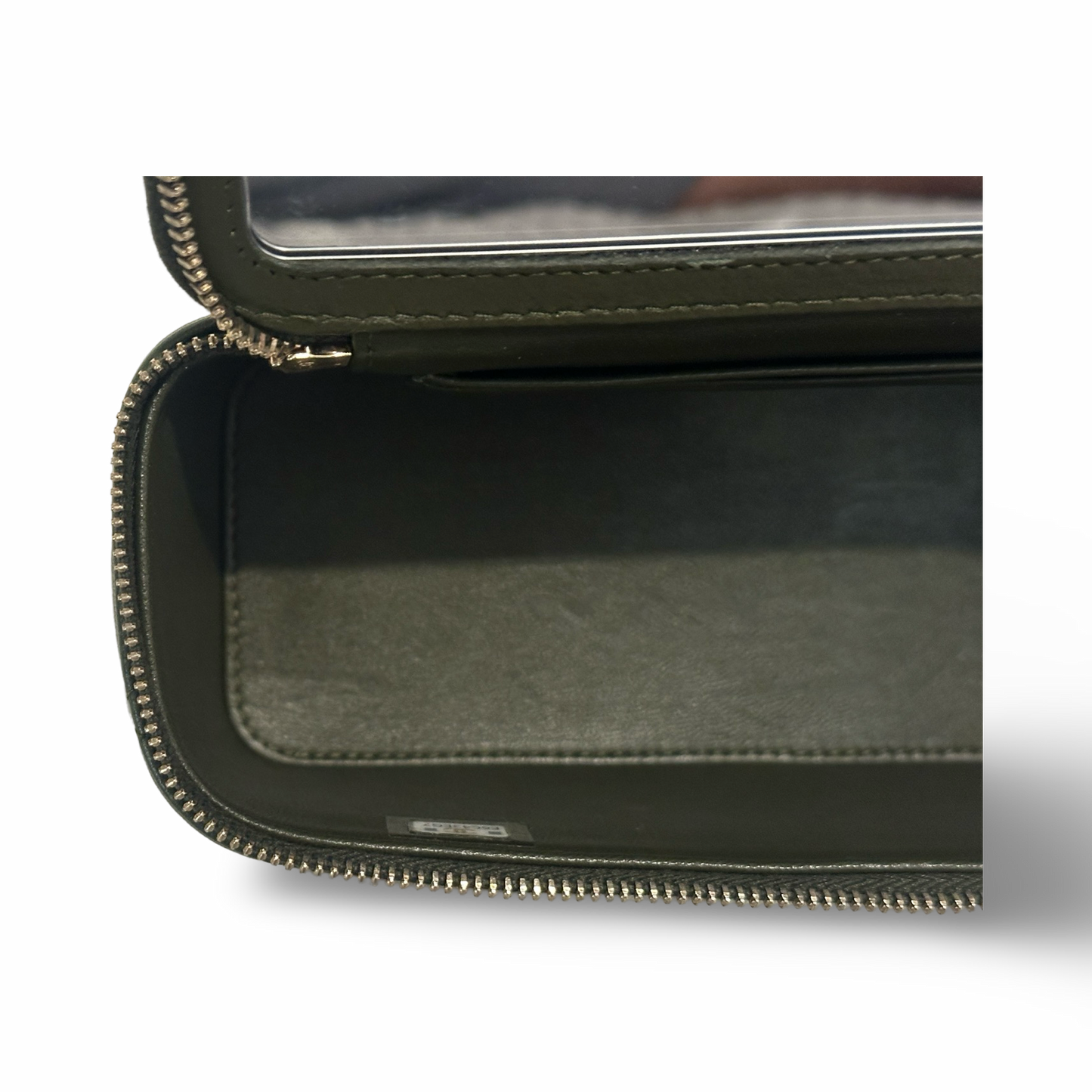 Chanel Classic Shiny Calfskin Top Handle Small Vanity Case Olive