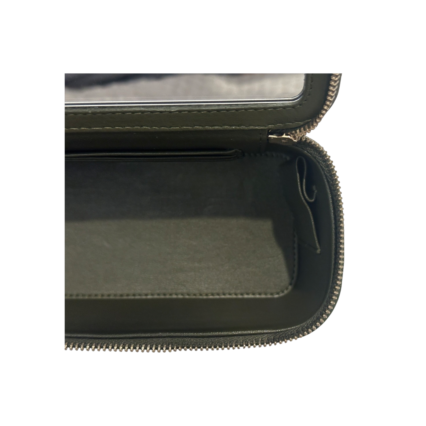 Chanel Classic Shiny Calfskin Top Handle Small Vanity Case Olive