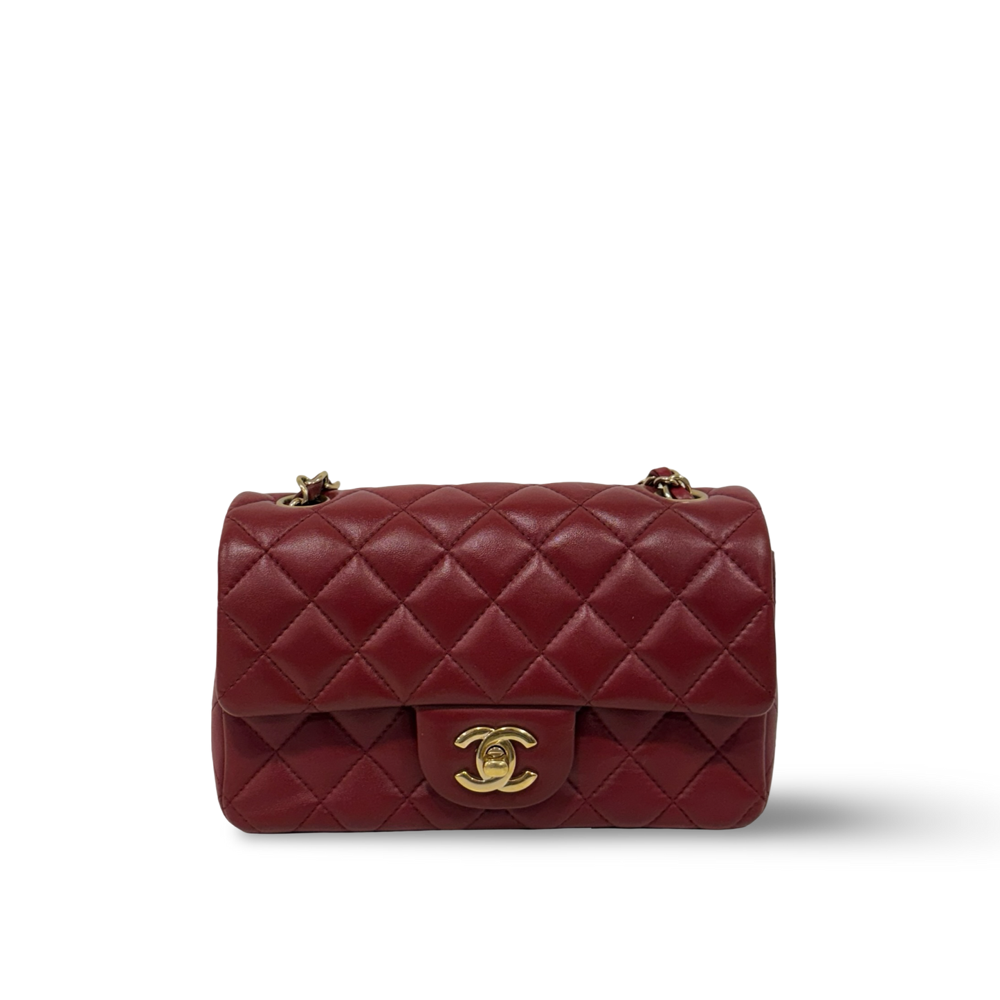Chanel Quilted Lambskin Mini Flap Bag - GHW / Maroon