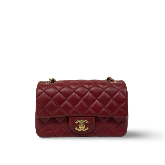 Chanel Quilted Lambskin Mini Flap Bag - GHW / Maroon