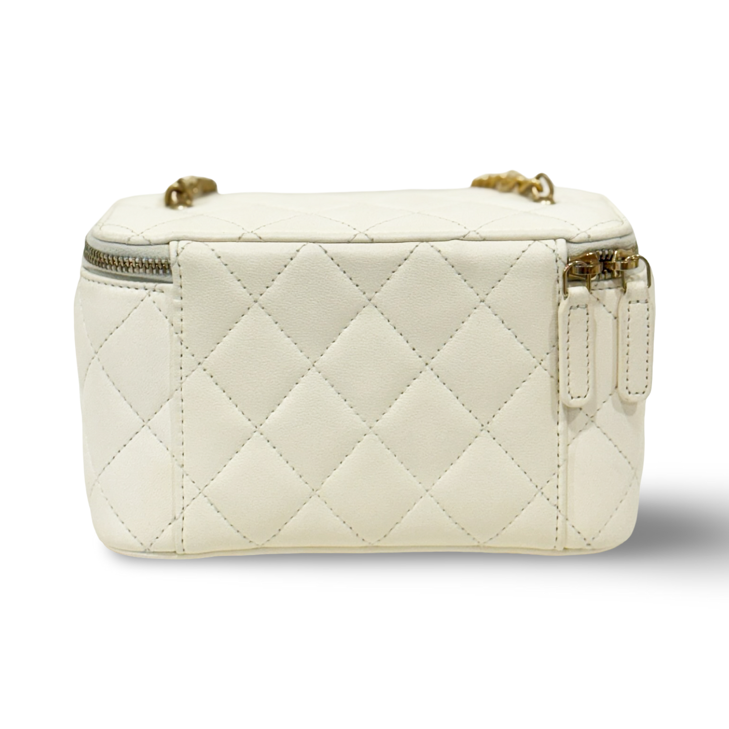 Chanel Quiled Lambskin Pearl Crush Vanity Case - GHW / White