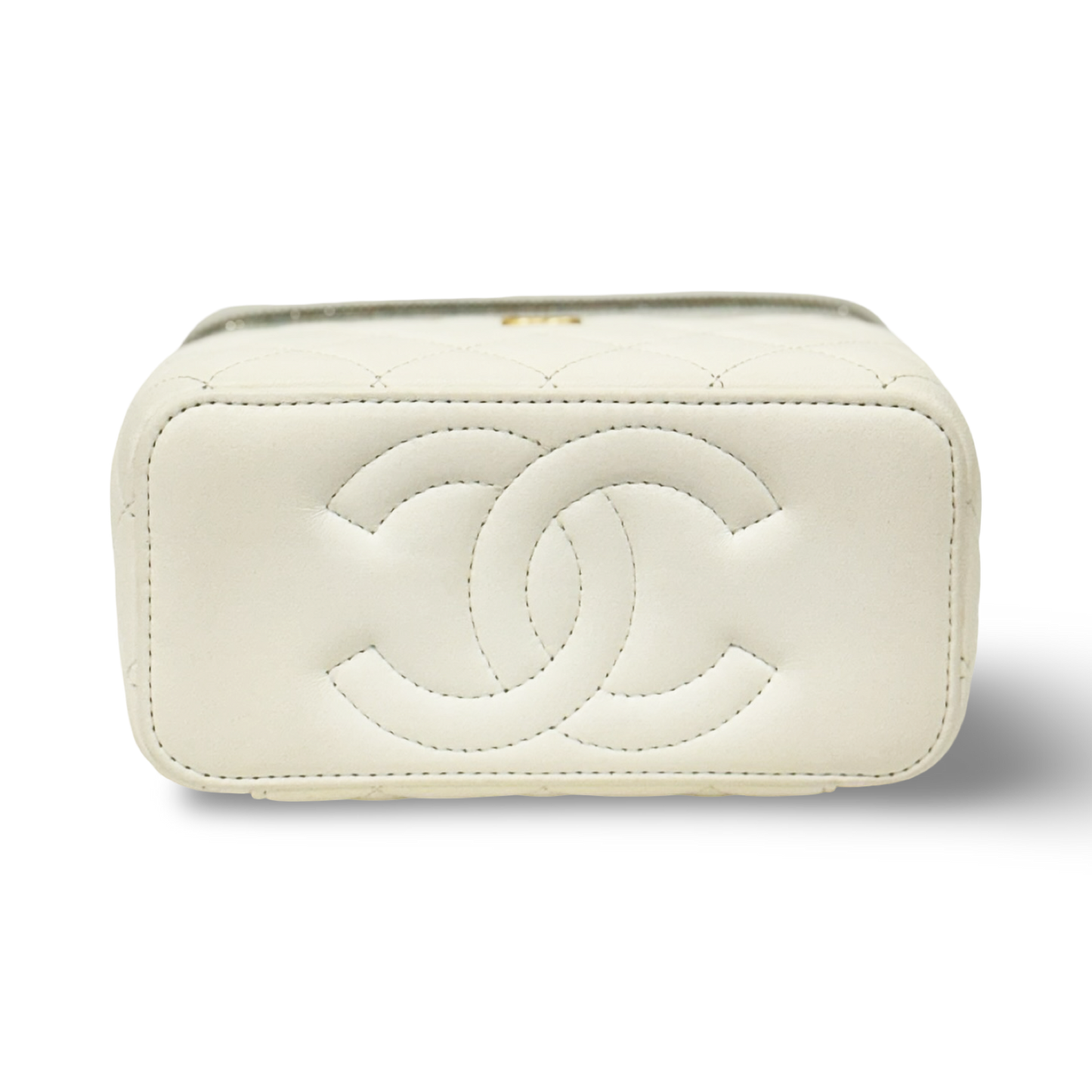 Chanel Quiled Lambskin Pearl Crush Vanity Case - GHW / White