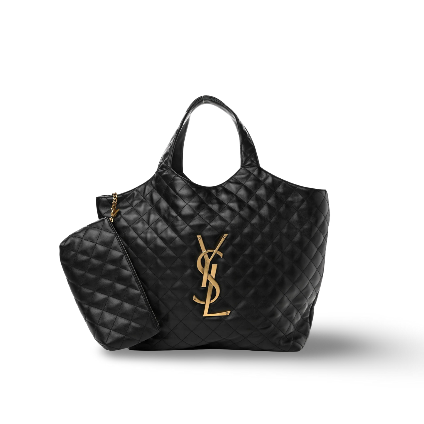 Saint Laurent Quilted Lambskin Maxi Icare Tote Bag - GHW / Black