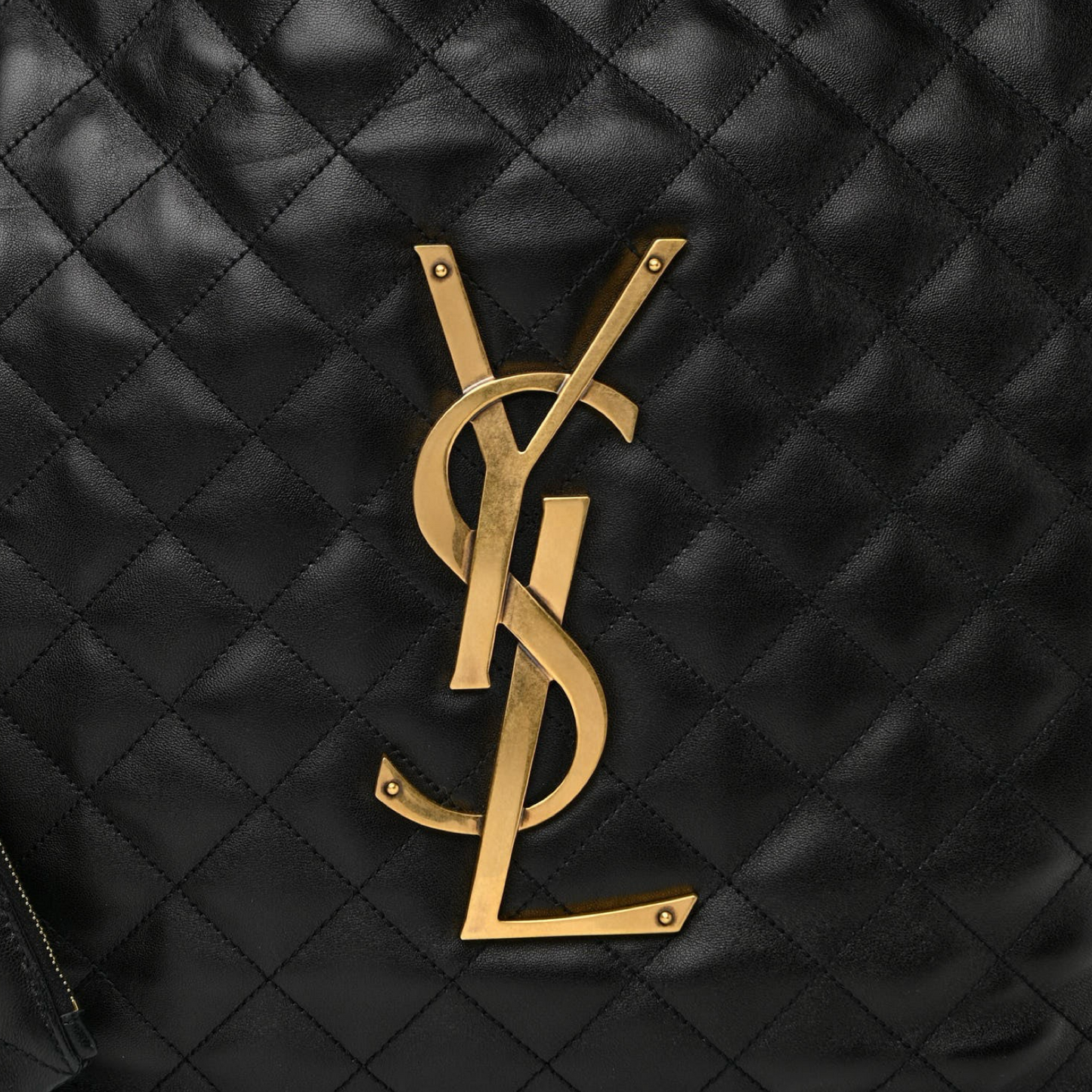 Saint Laurent Quilted Lambskin Maxi Icare Tote Bag - GHW / Black