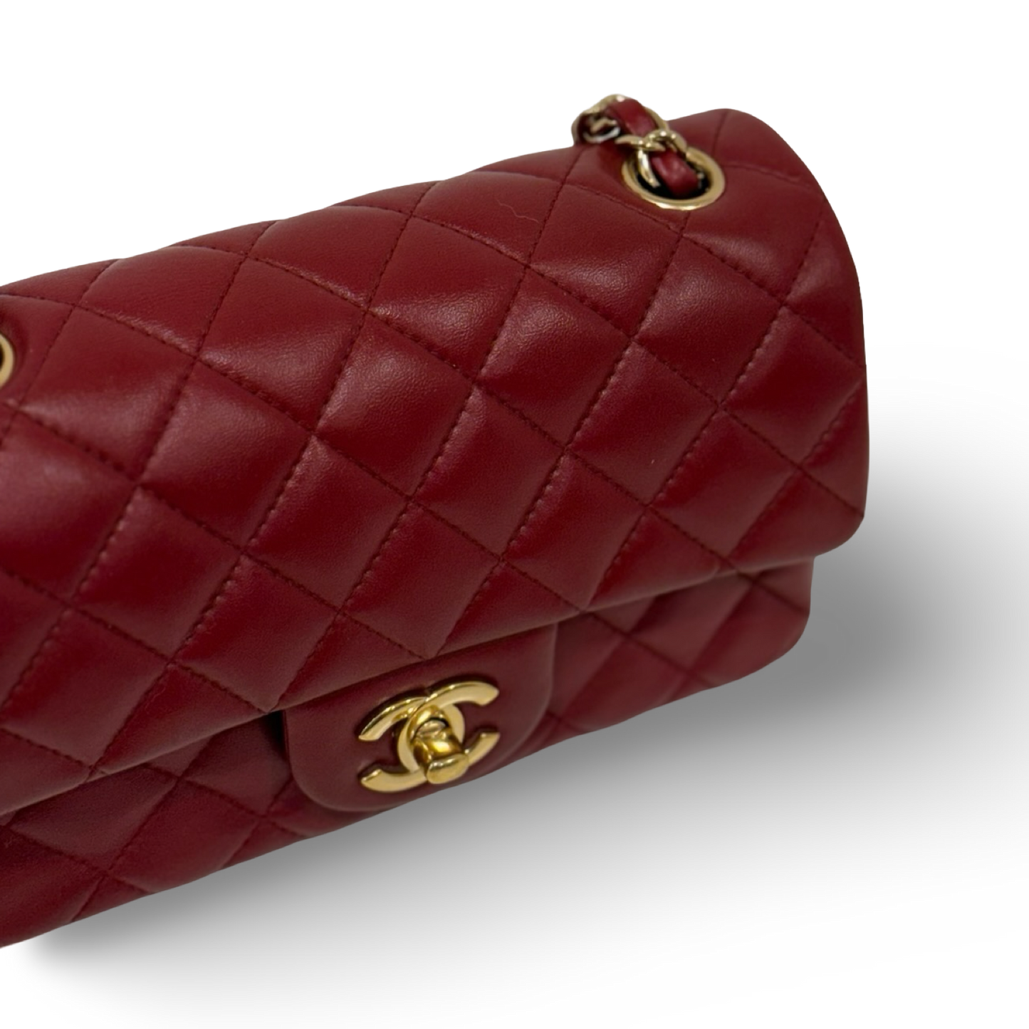 Chanel Quilted Lambskin Mini Flap Bag - GHW / Maroon