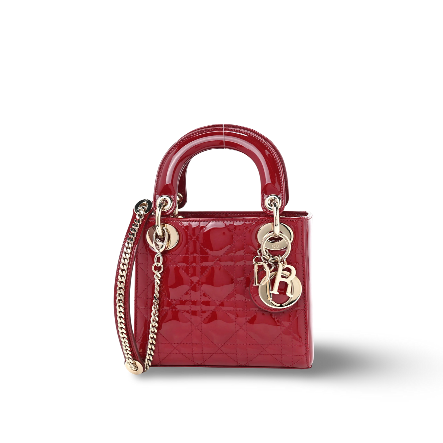 Dior Cannage Patent Mini Lady Bag - GHW / Red