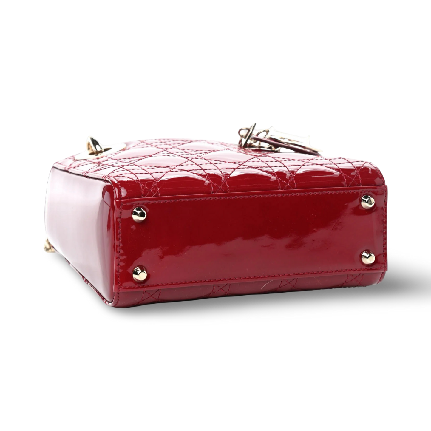 Dior Cannage Patent Mini Lady Bag - GHW / Red
