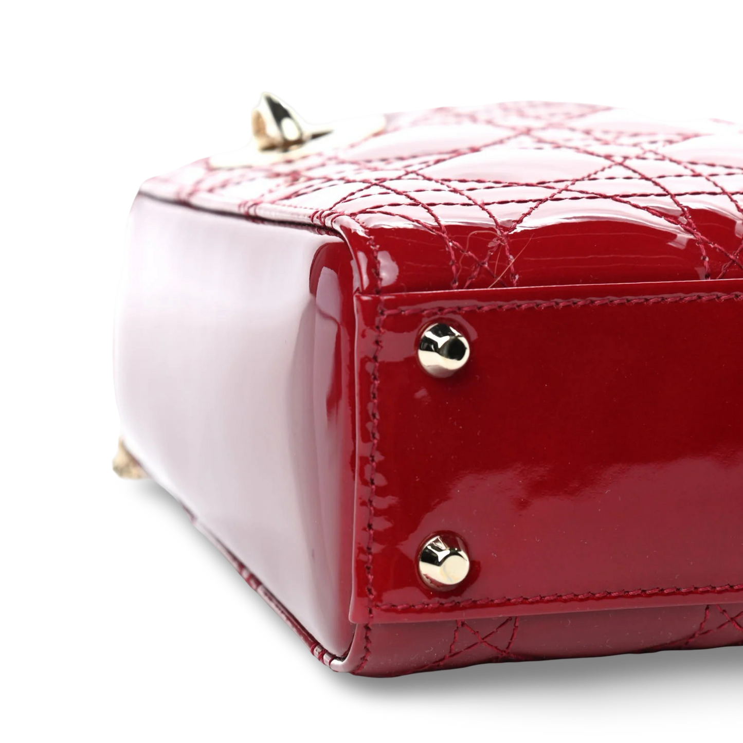 Dior Cannage Patent Mini Lady Bag - GHW / Red