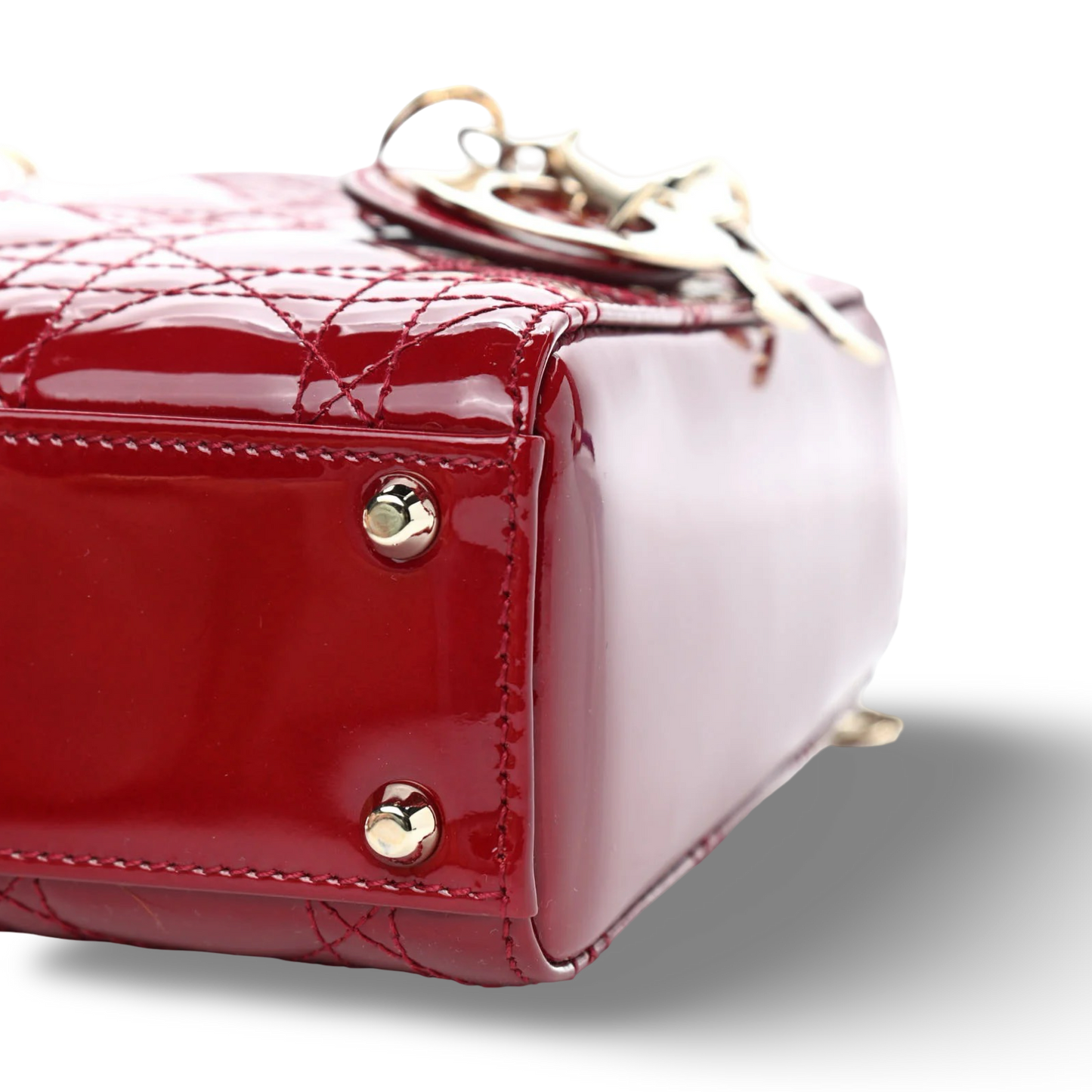 Dior Cannage Patent Mini Lady Bag - GHW / Red
