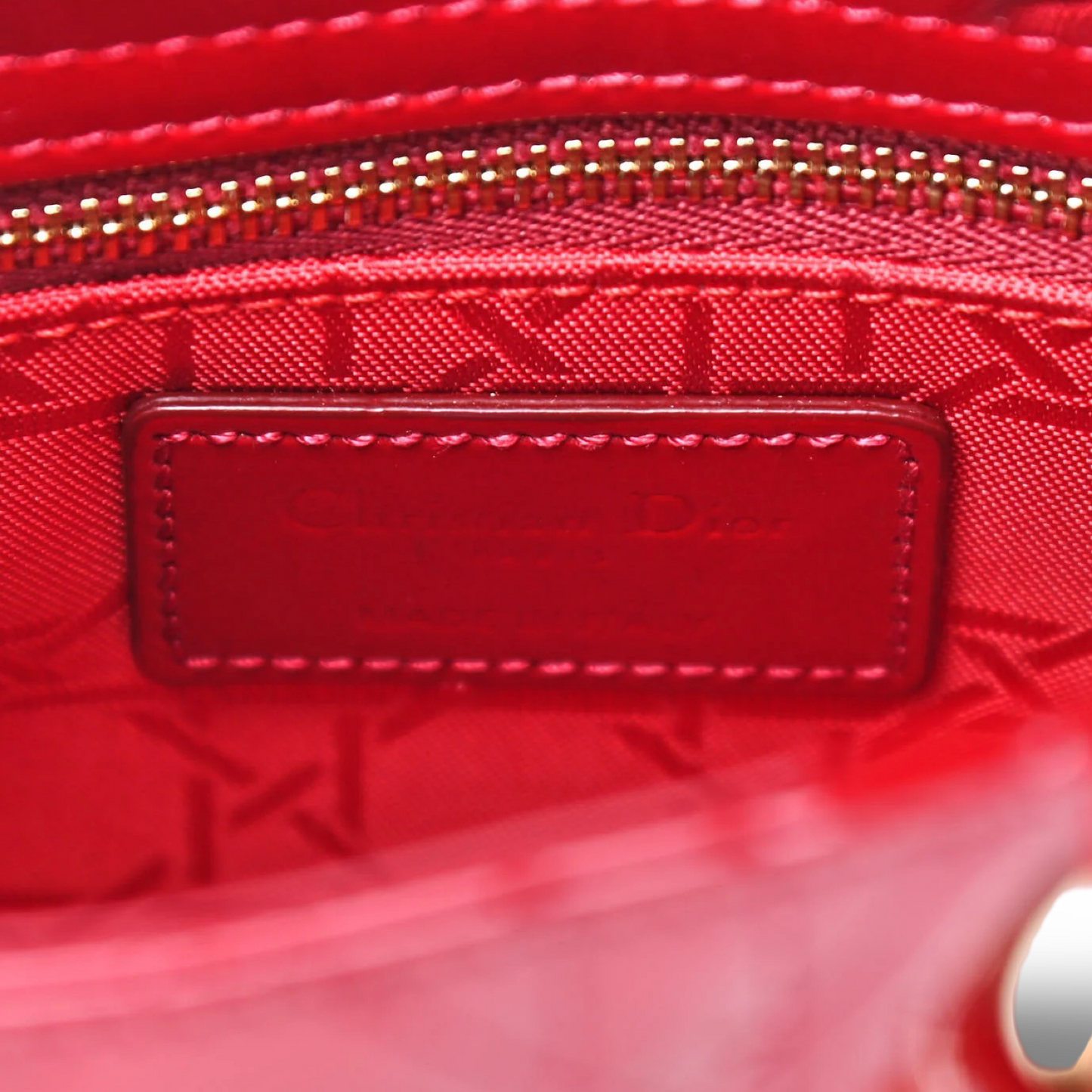 Dior Cannage Patent Mini Lady Bag - GHW / Red
