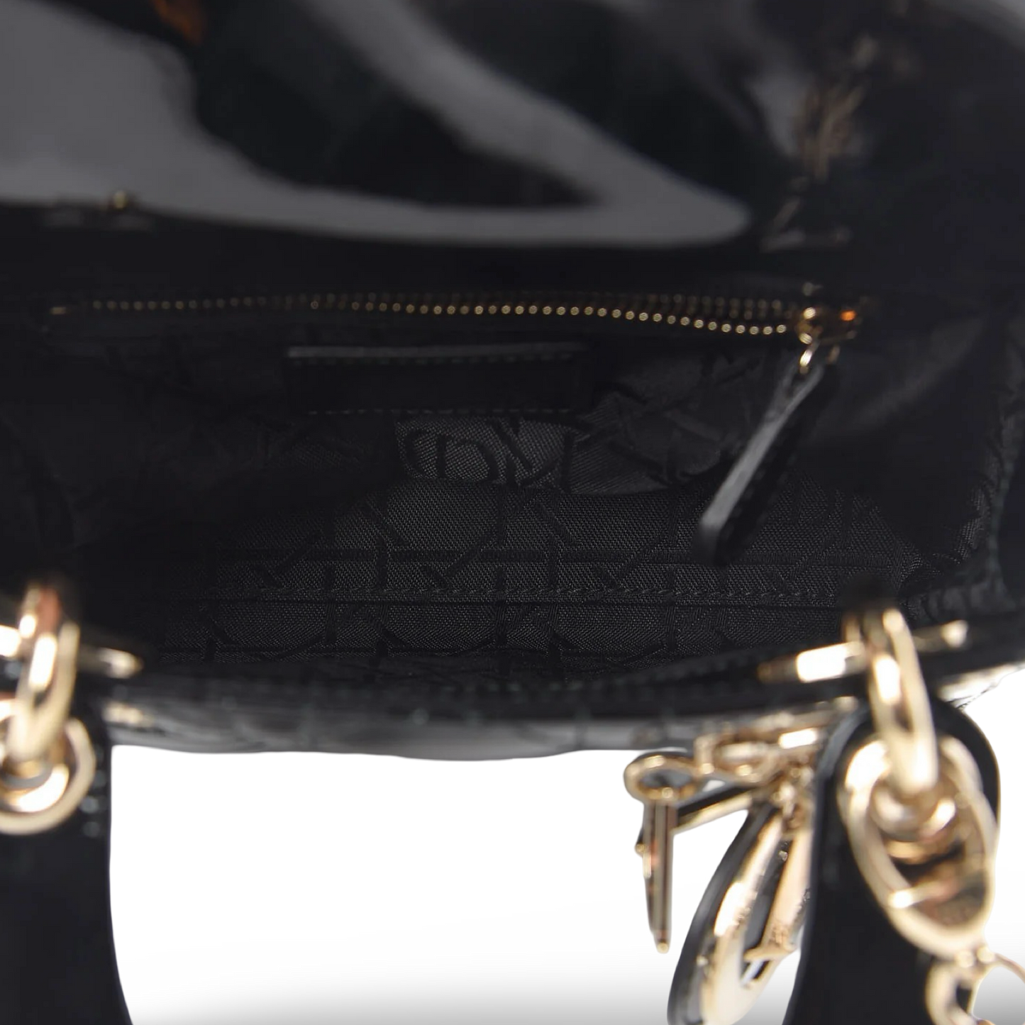 Dior Cannage Patent Mini Lady Dior Bag - GHW / Black