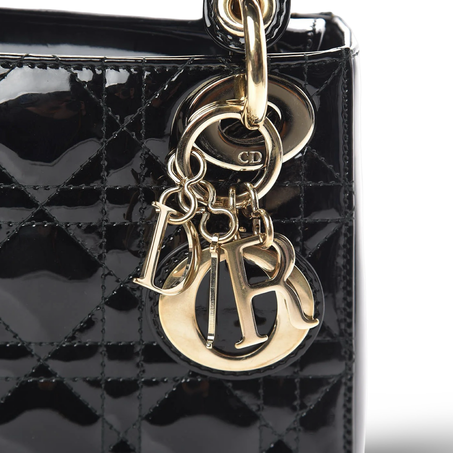 Dior Cannage Patent Mini Lady Dior Bag - GHW / Black