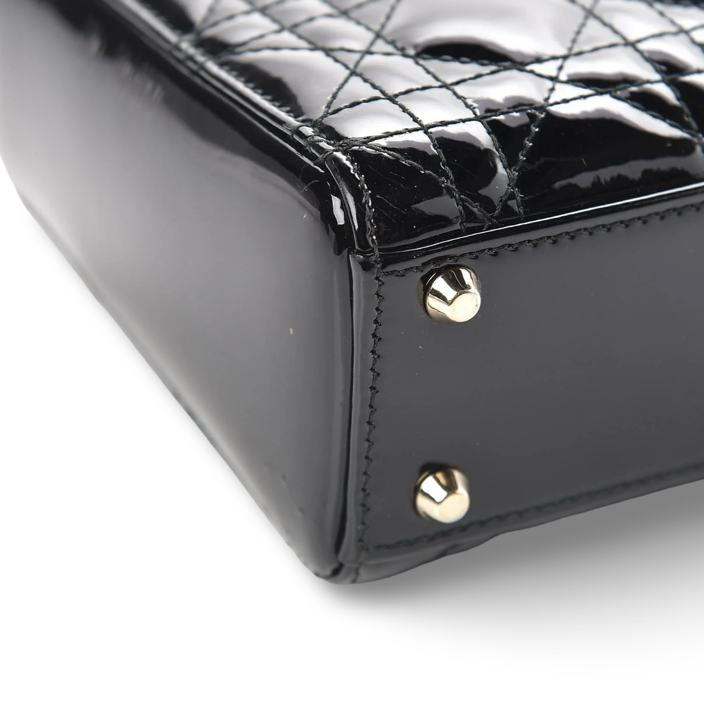 Dior Cannage Patent Mini Lady Dior Bag - GHW / Black