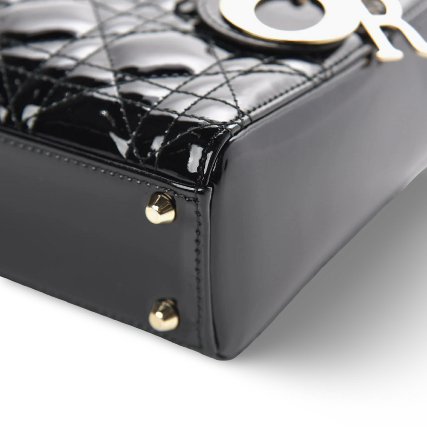 Dior Cannage Patent Mini Lady Dior Bag - GHW / Black