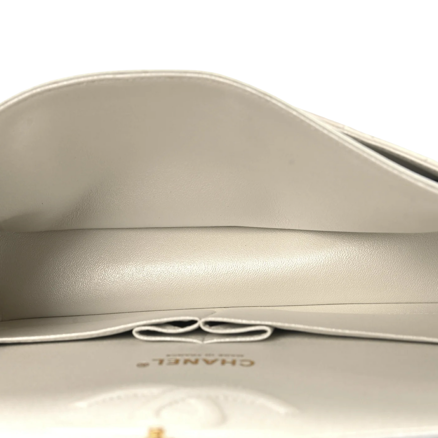 Chanel Quilted Calfskin Medium Iridescent Double Flap - SHW / Ivory