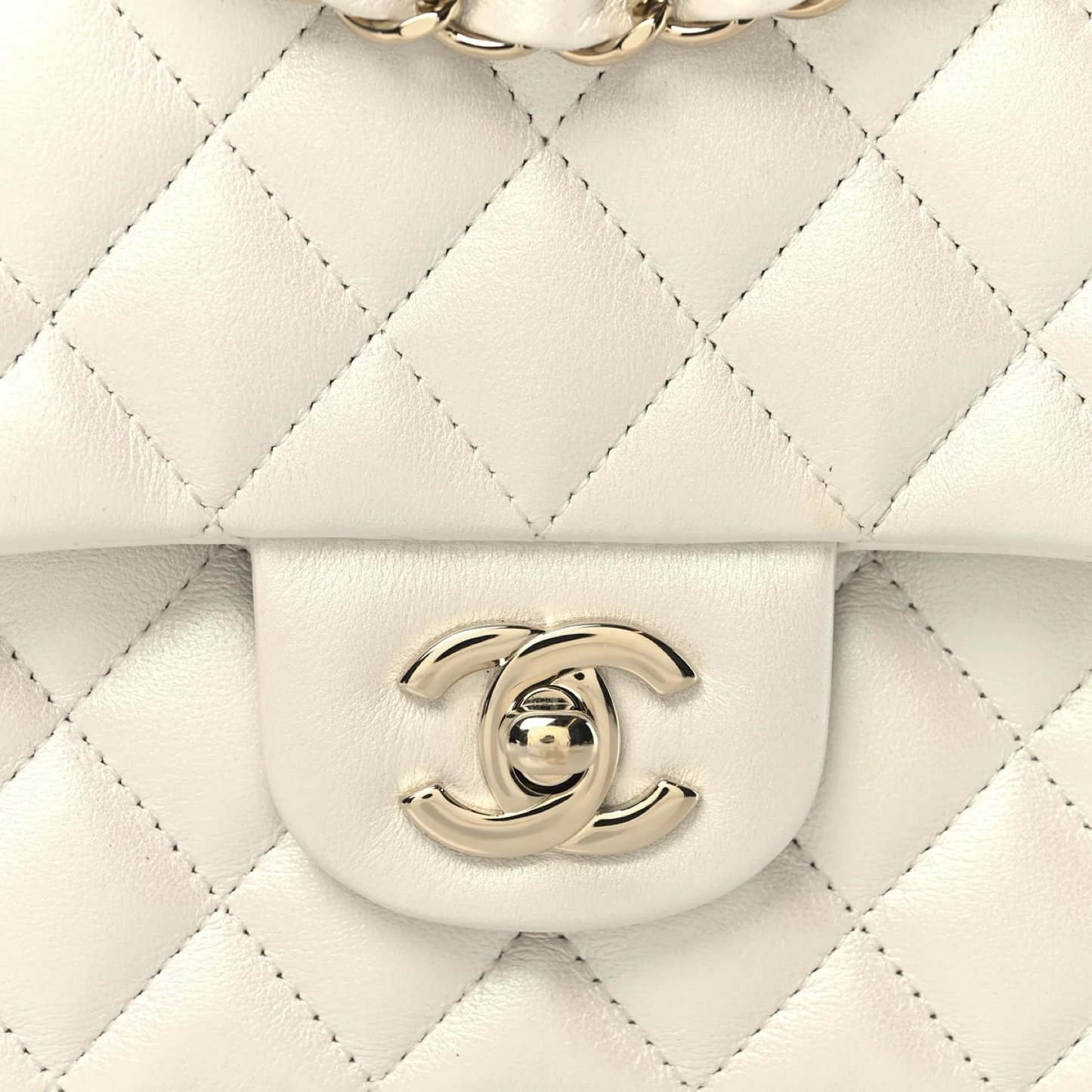Chanel Quilted Calfskin Medium Iridescent Double Flap - SHW / Ivory