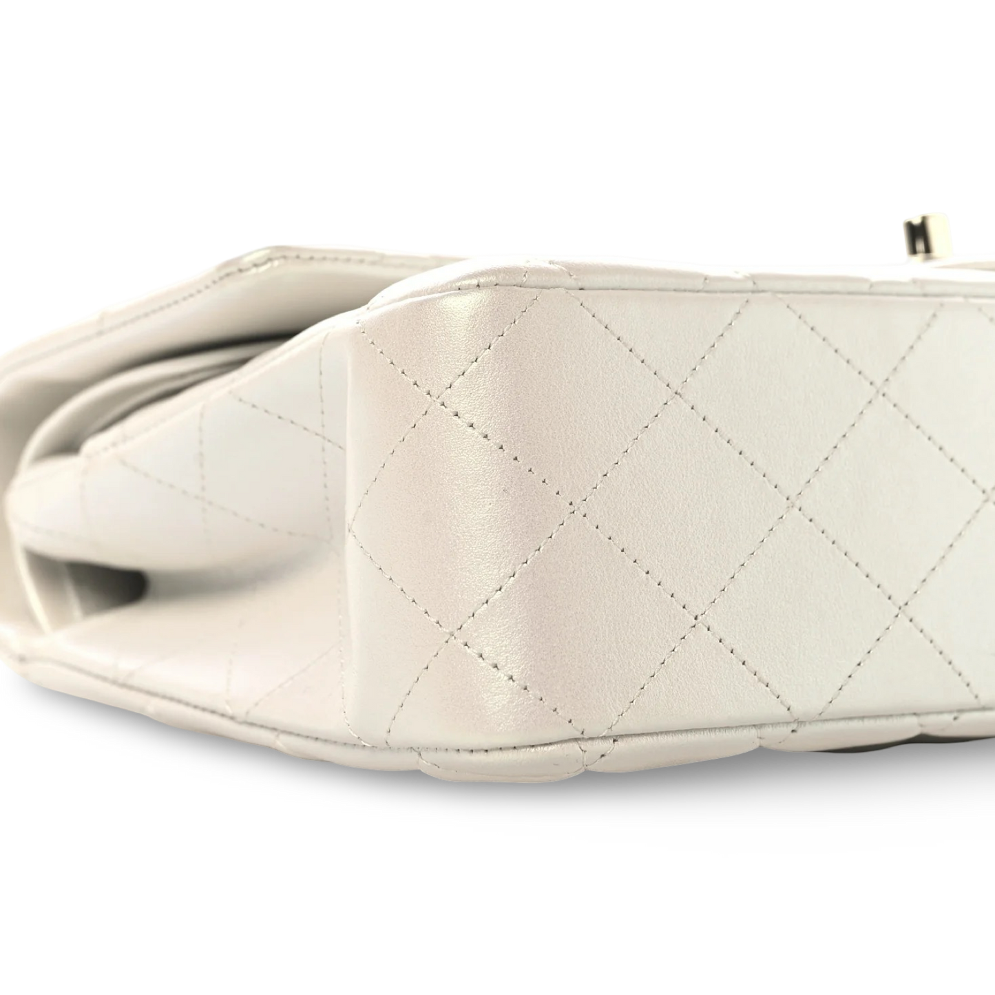 Chanel Quilted Calfskin Medium Iridescent Double Flap - SHW / Ivory