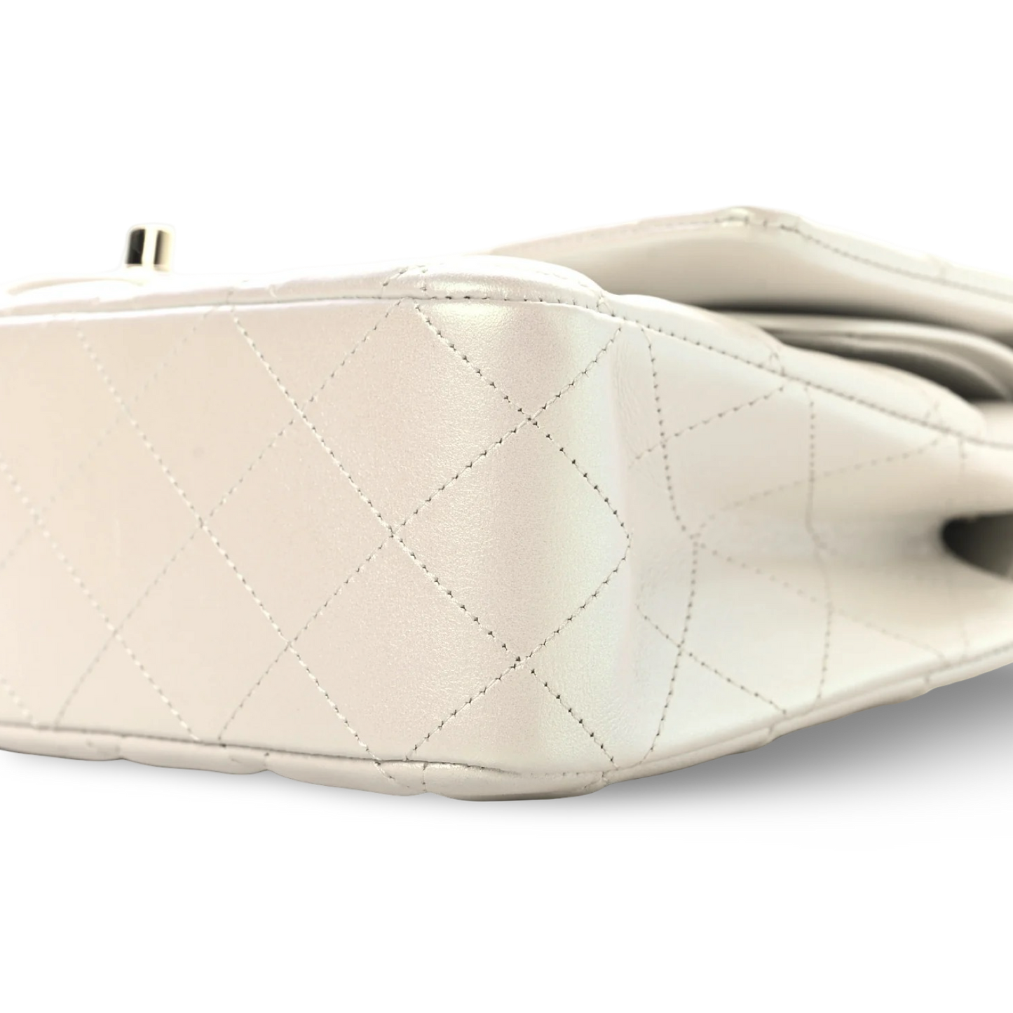 Chanel Quilted Calfskin Medium Iridescent Double Flap - SHW / Ivory