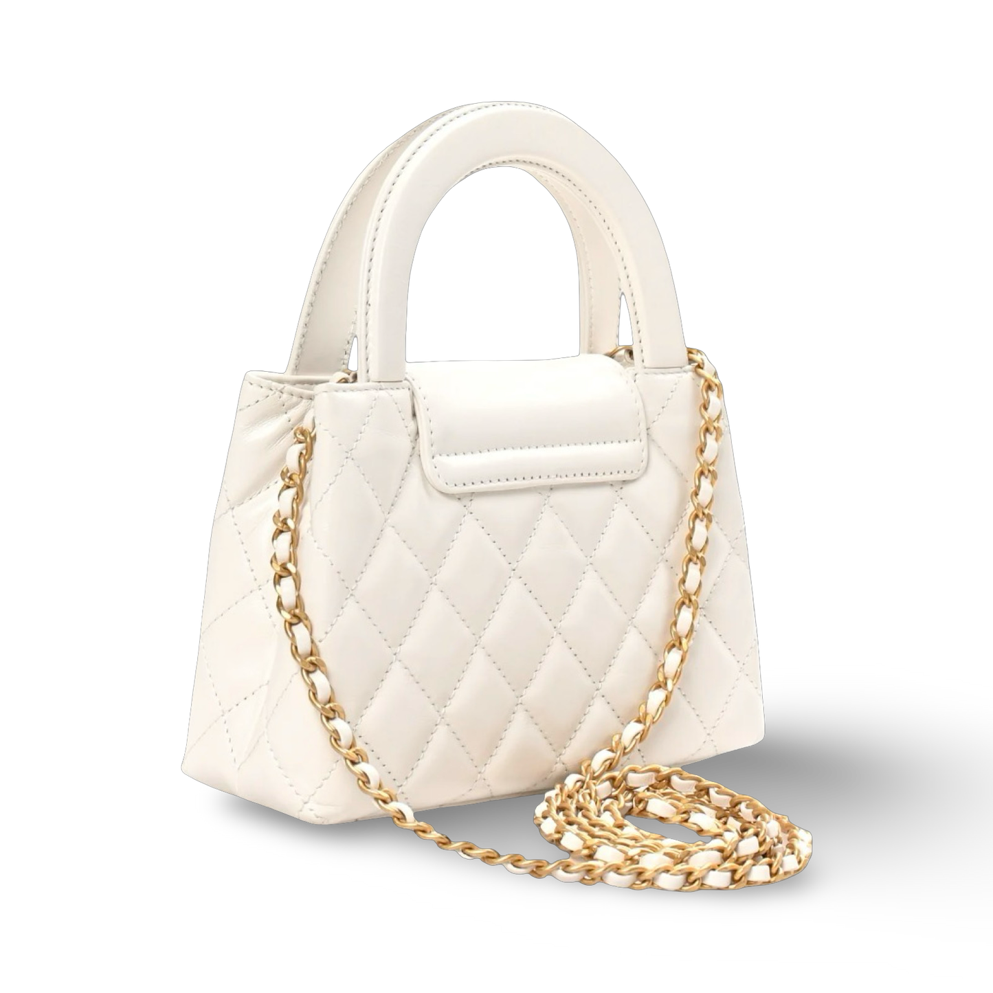 Chanel Quilted Calfskin Nano Kelly Bag - GHW / White
