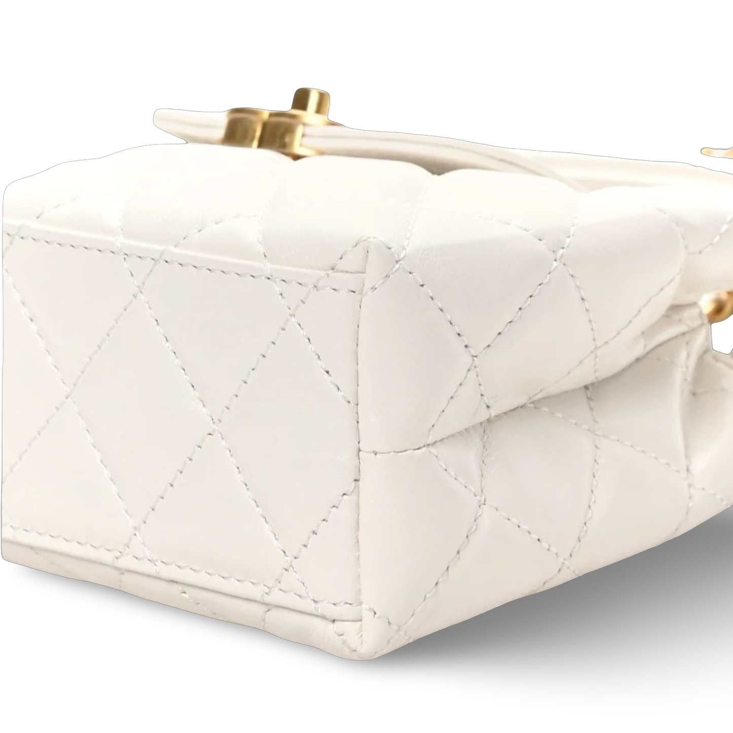 Chanel Quilted Calfskin Nano Kelly Bag - GHW / White