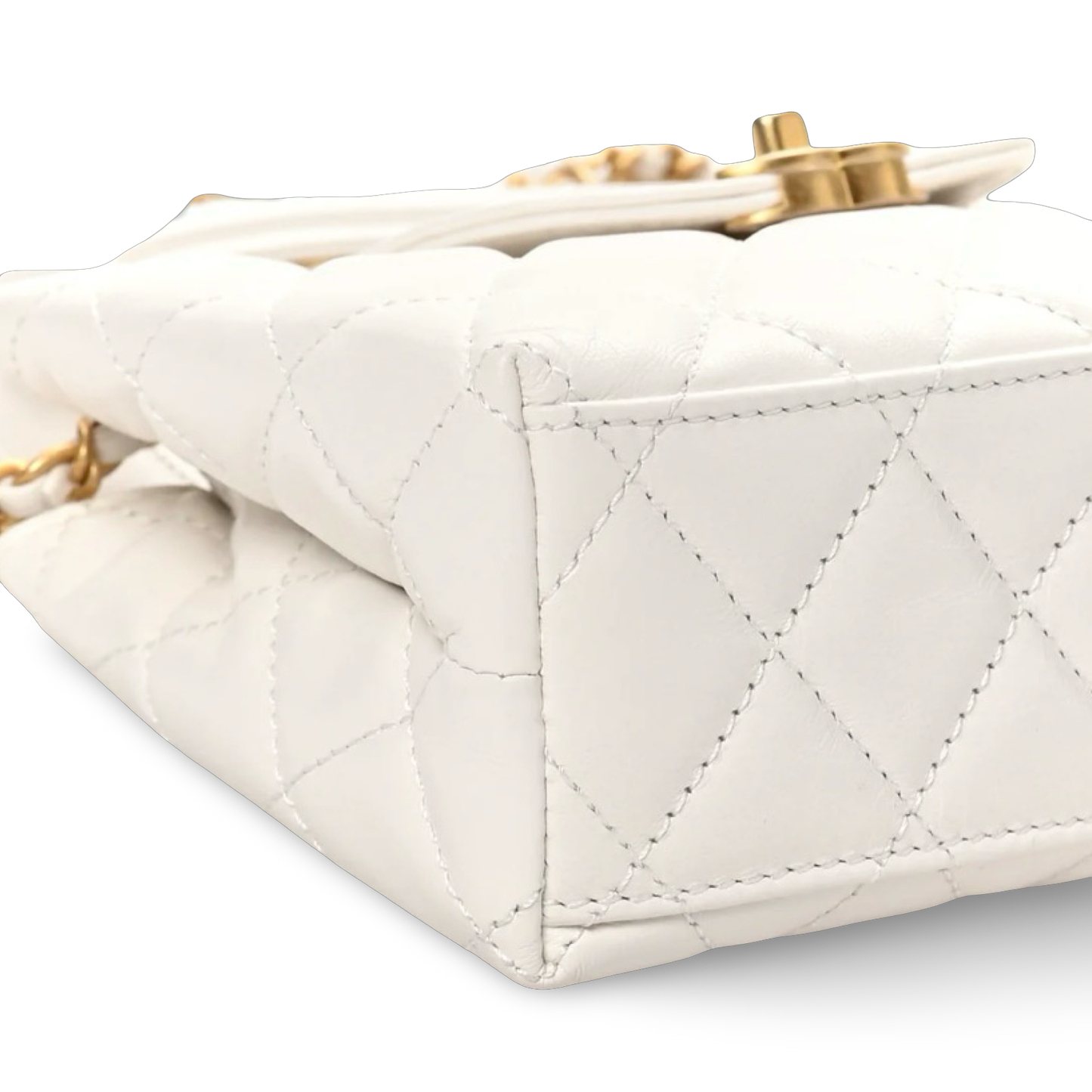 Chanel Quilted Calfskin Nano Kelly Bag - GHW / White