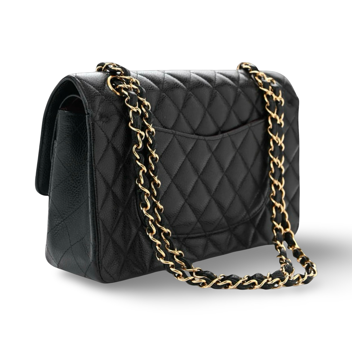 Chanel Qulied Lambskin Medium Double Flap - Black / GHW