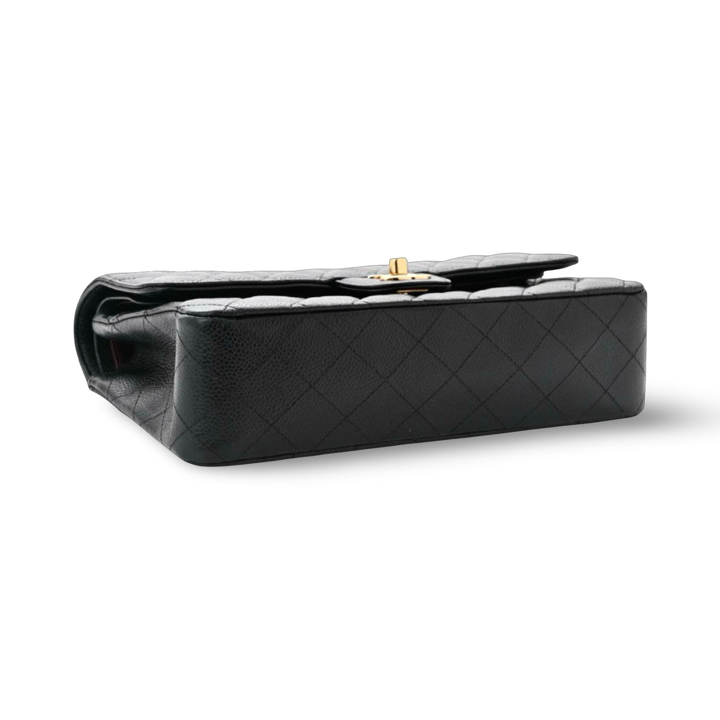 Chanel Qulied Lambskin Medium Double Flap - Black / GHW