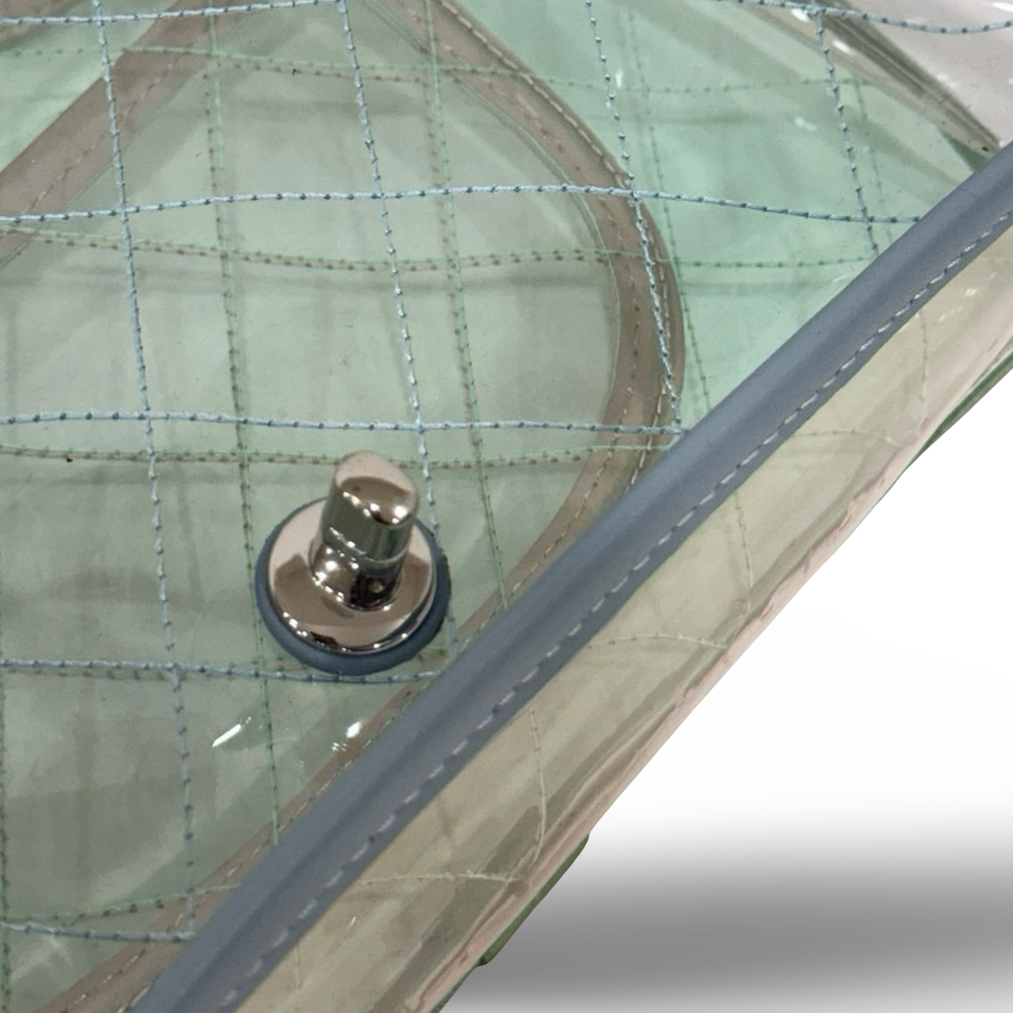 328 /1365 Chanel Quilted PVC Medium Splash Flap - SHW / Blue Pink