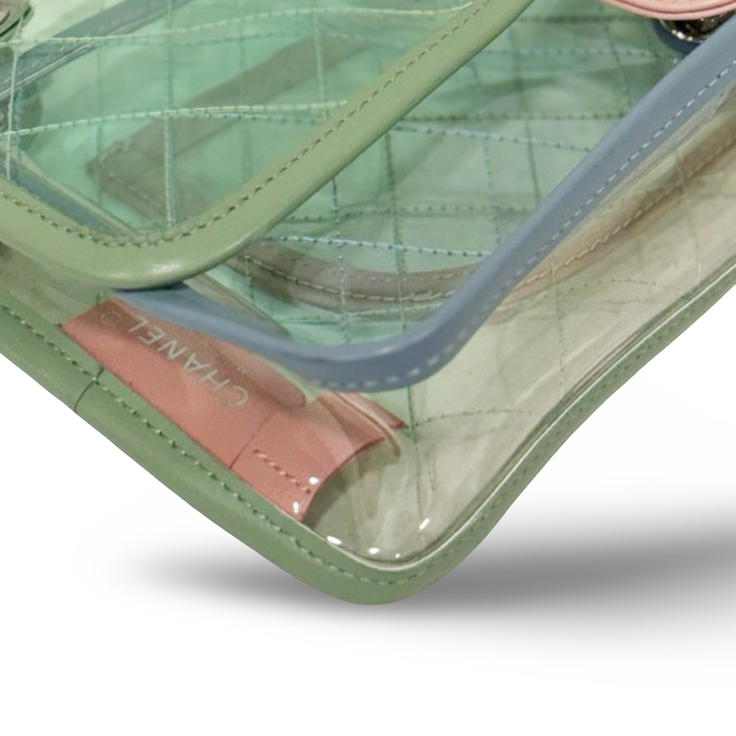 335 Chanel Quilted PVC Small Splash Flap - SHW / Blue Pink