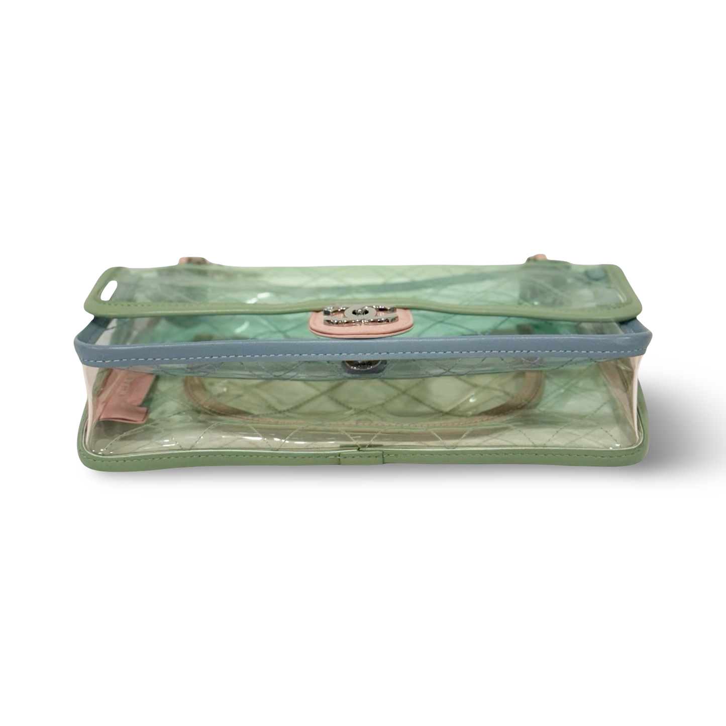 328 /1365 Chanel Quilted PVC Medium Splash Flap - SHW / Blue Pink