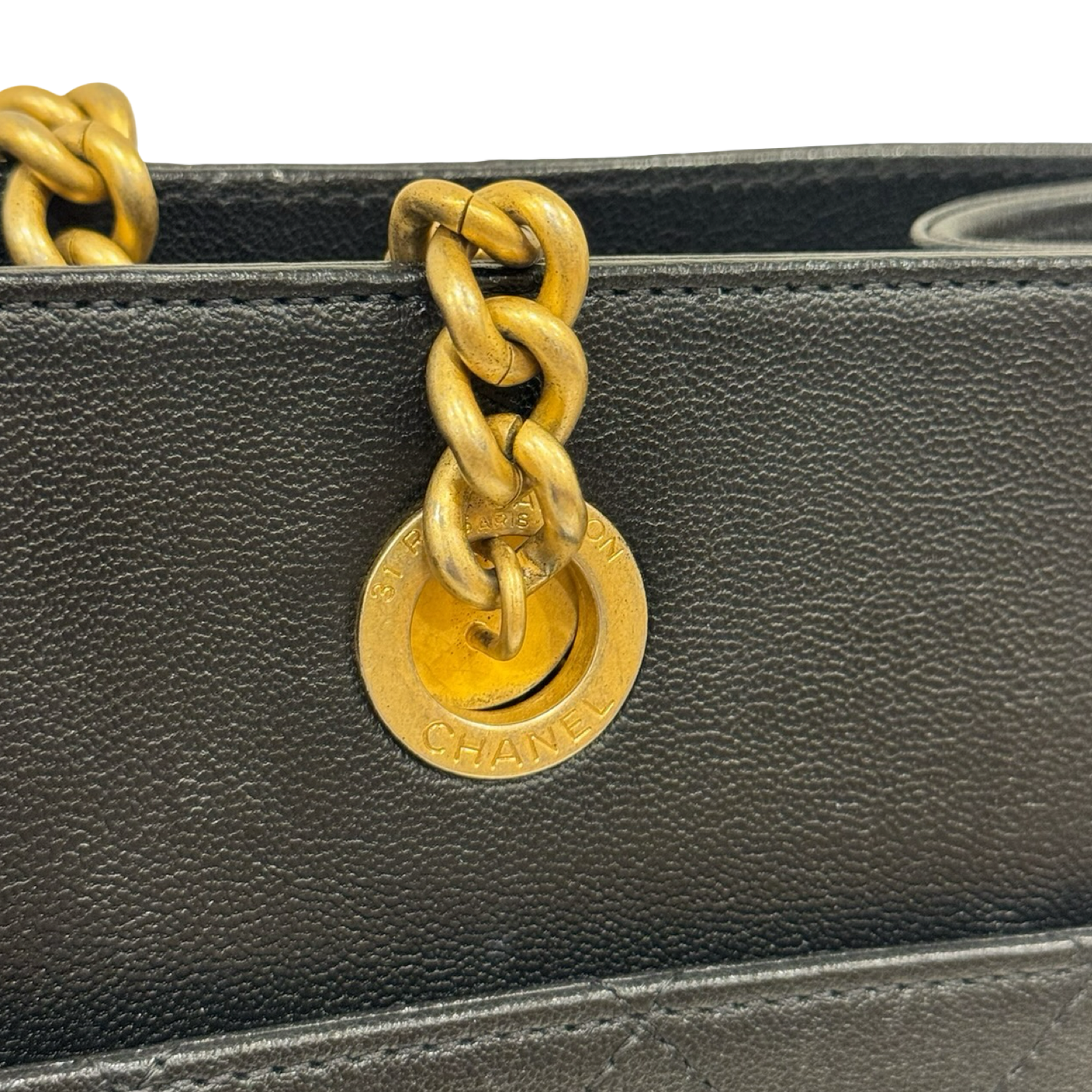 Chanel Quilted Lambskin CC Front Chain Pocket Tote - GHW / Black