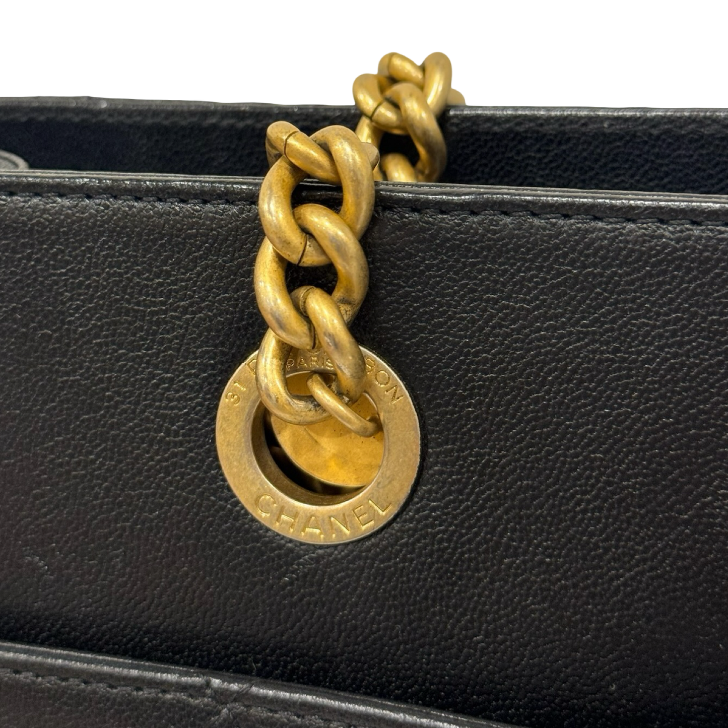 Chanel Quilted Lambskin CC Front Chain Pocket Tote - GHW / Black