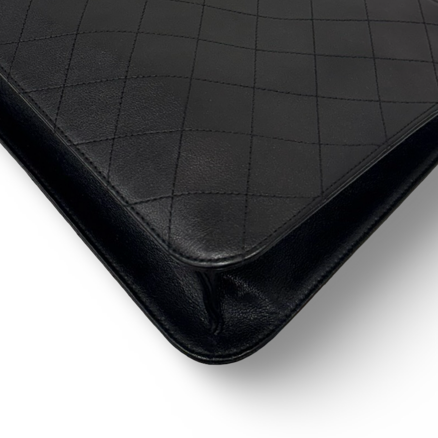 Chanel Quilted Lambskin CC Front Chain Pocket Tote - GHW / Black