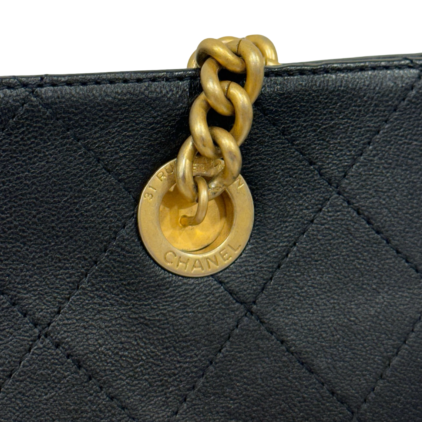 Chanel Quilted Lambskin CC Front Chain Pocket Tote - GHW / Black