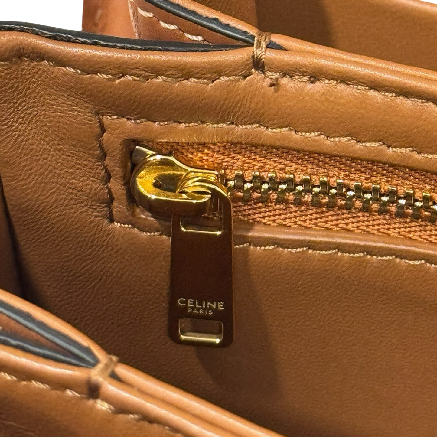 Celine Calfskin Classique Teen Triomphe Bag - GHW / Brown