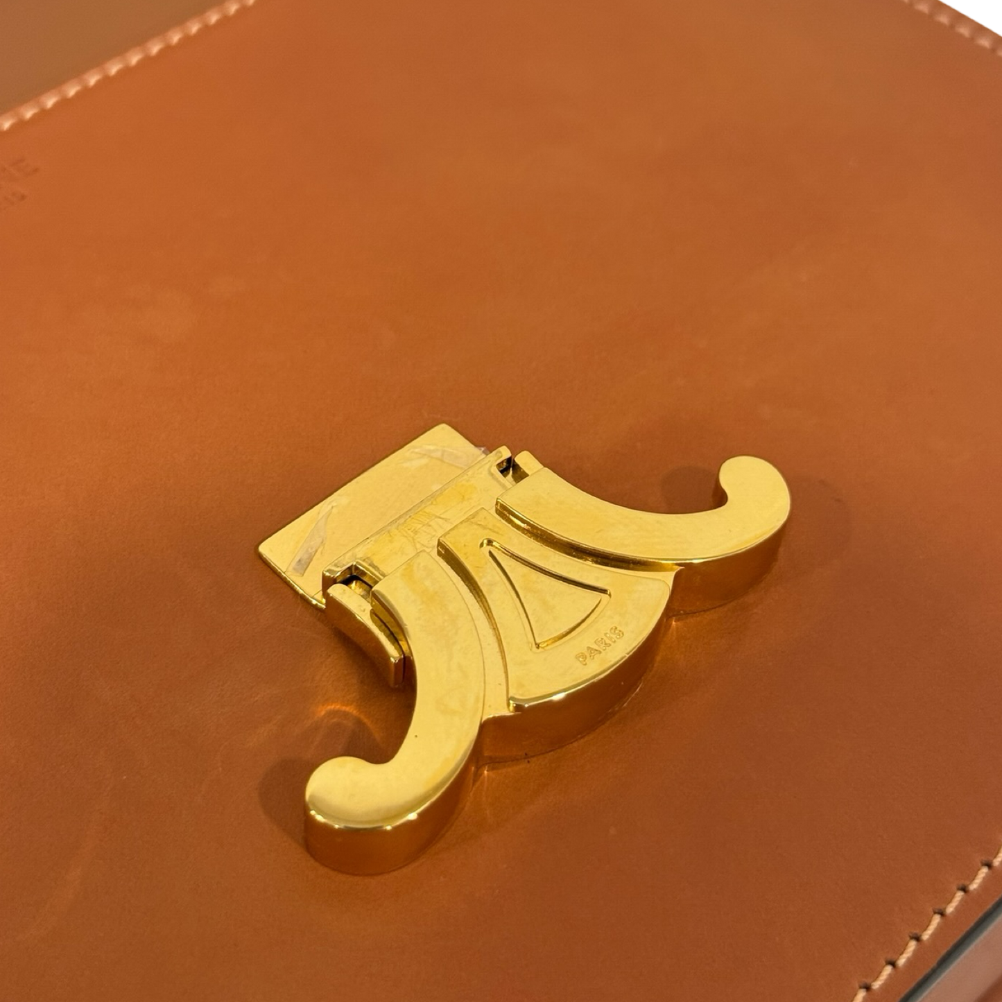 Celine Calfskin Classique Teen Triomphe Bag - GHW / Brown