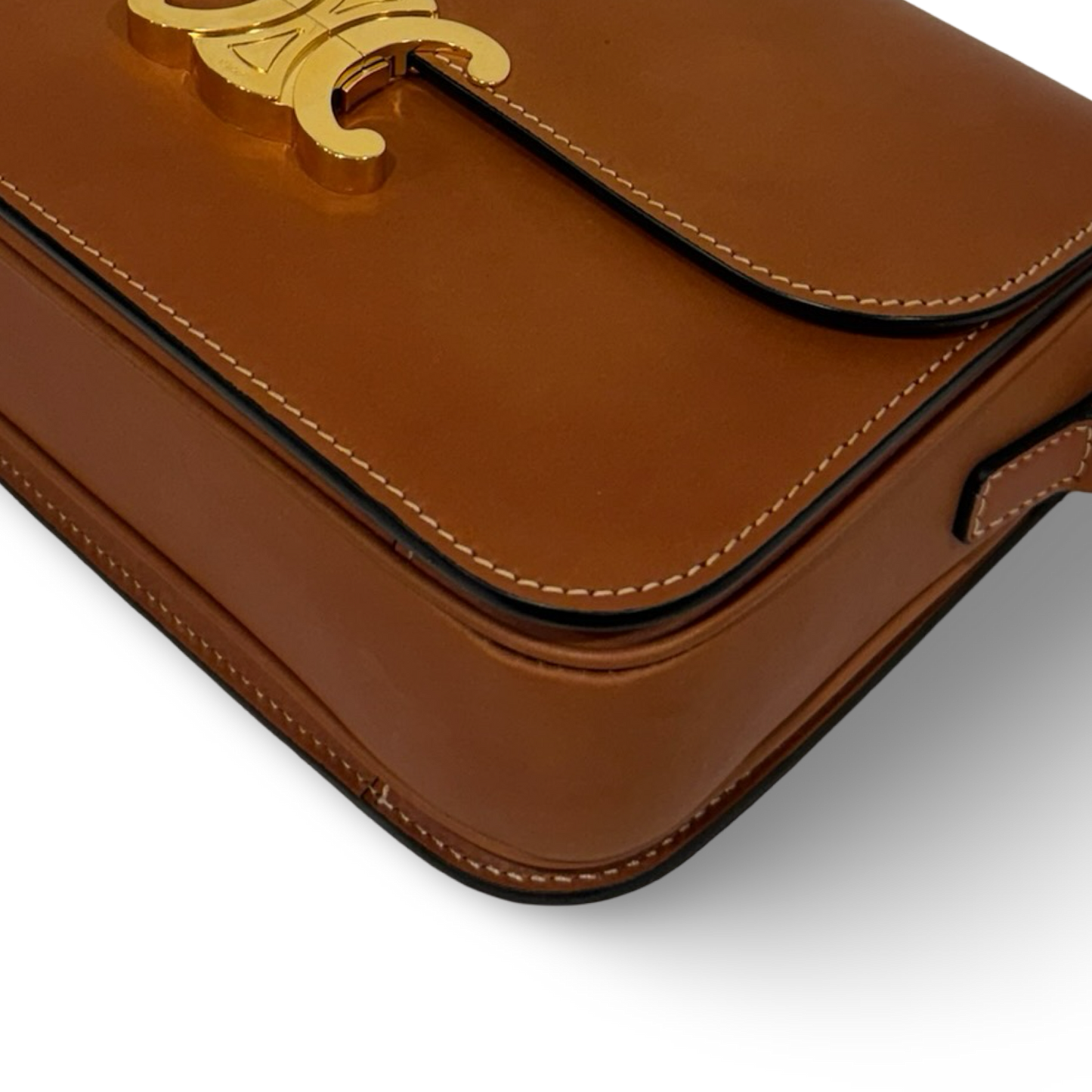 Celine Calfskin Classique Teen Triomphe Bag - GHW / Brown