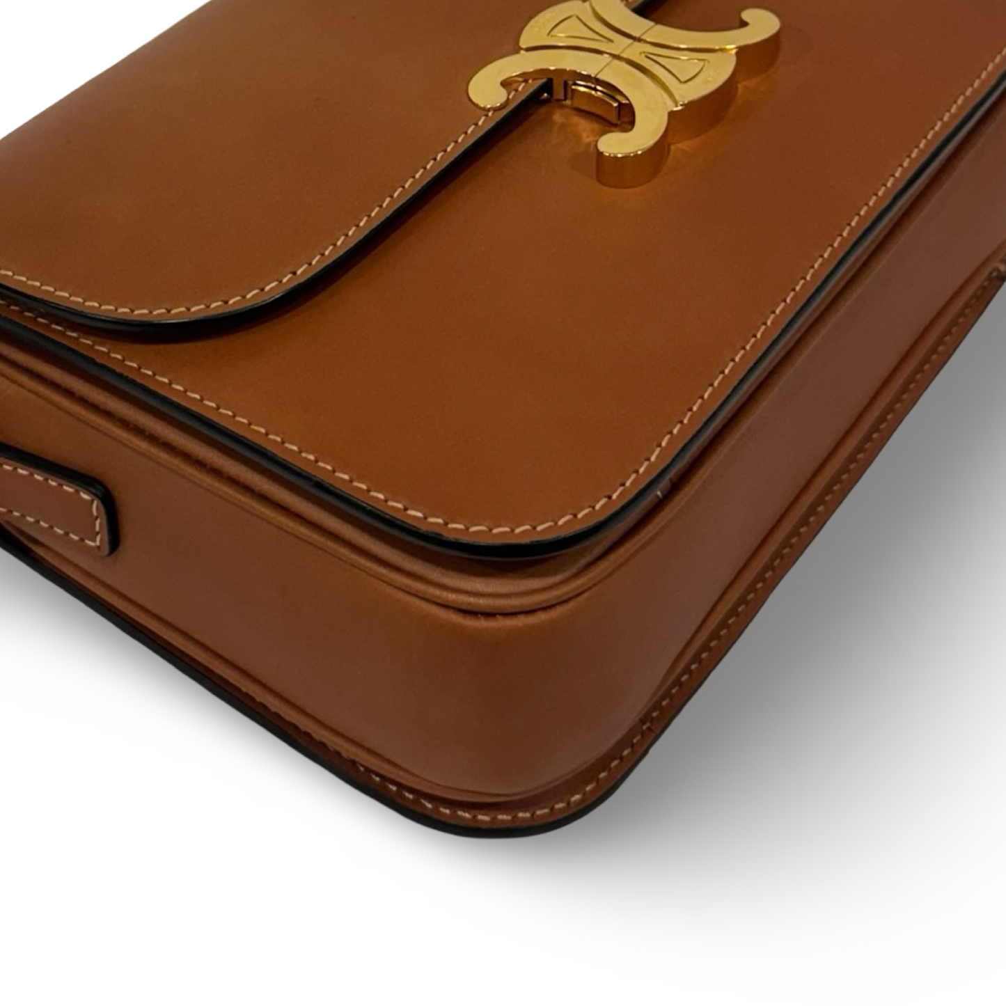 Celine Calfskin Classique Teen Triomphe Bag - GHW / Brown