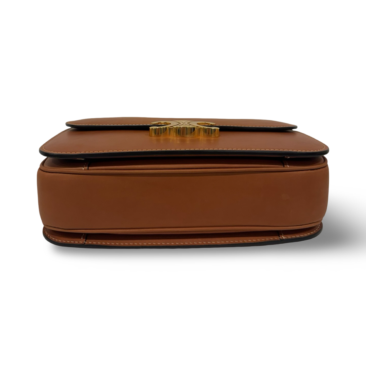 Celine Calfskin Classique Teen Triomphe Bag - GHW / Brown