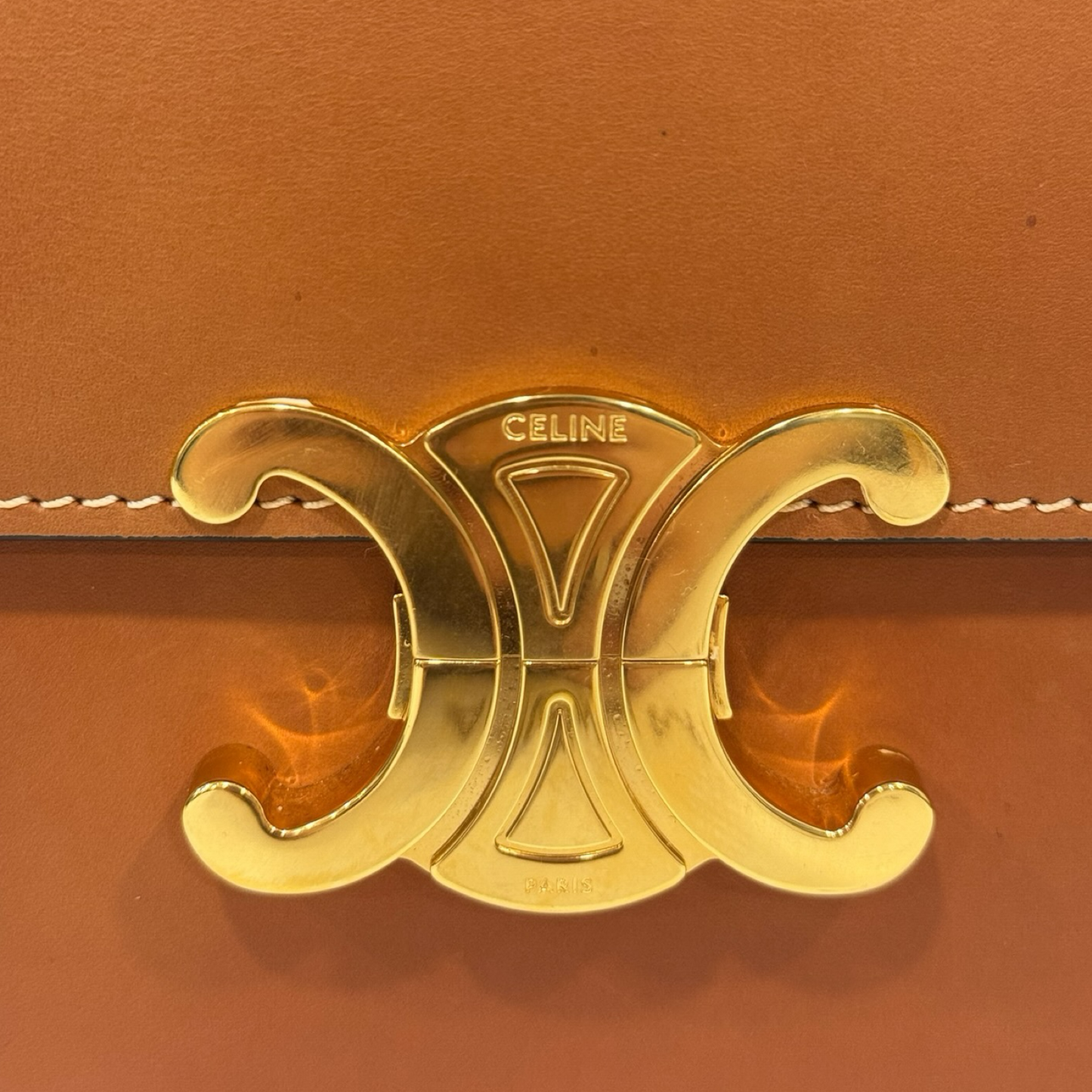 Celine Calfskin Classique Teen Triomphe Bag - GHW / Brown