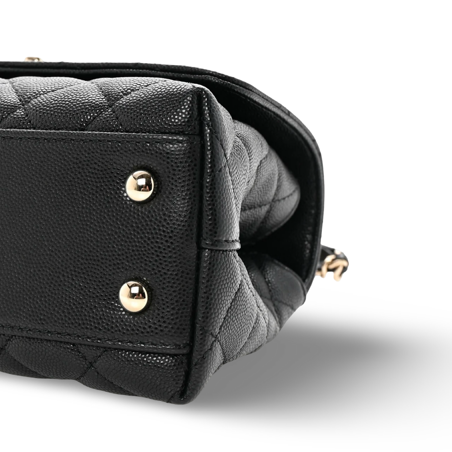 Chanel Quilted Caviar Mini Coco Handle Bag - GHW / Black