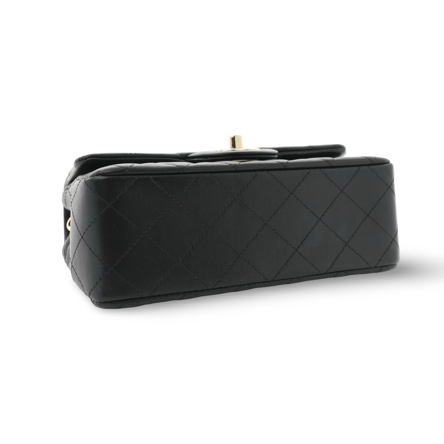 Chanel Quilted Lambskin Mini Rectangular Single Flap Bag - GHW / Black