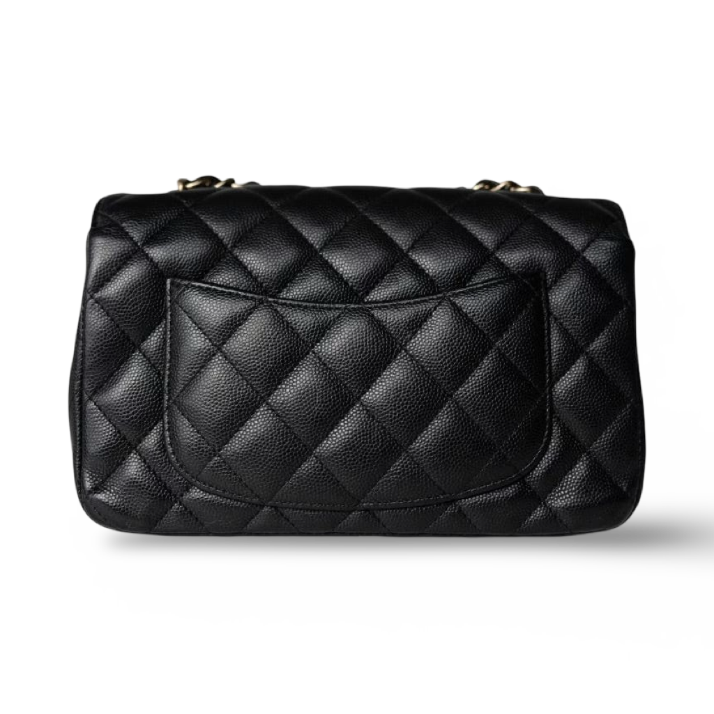 Chanel Quilted Caviar Mini Rectangular Single Flap Bag - GHW / Black
