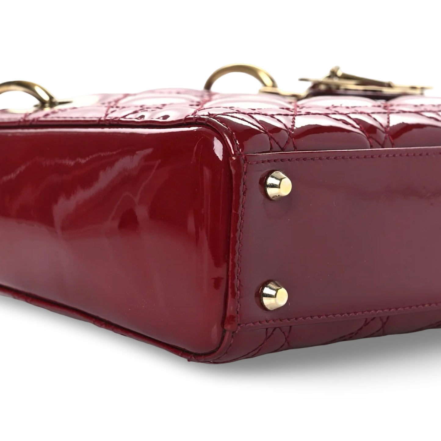 Dior Cannage Patent Mini Lady Dior - GHW / Red
