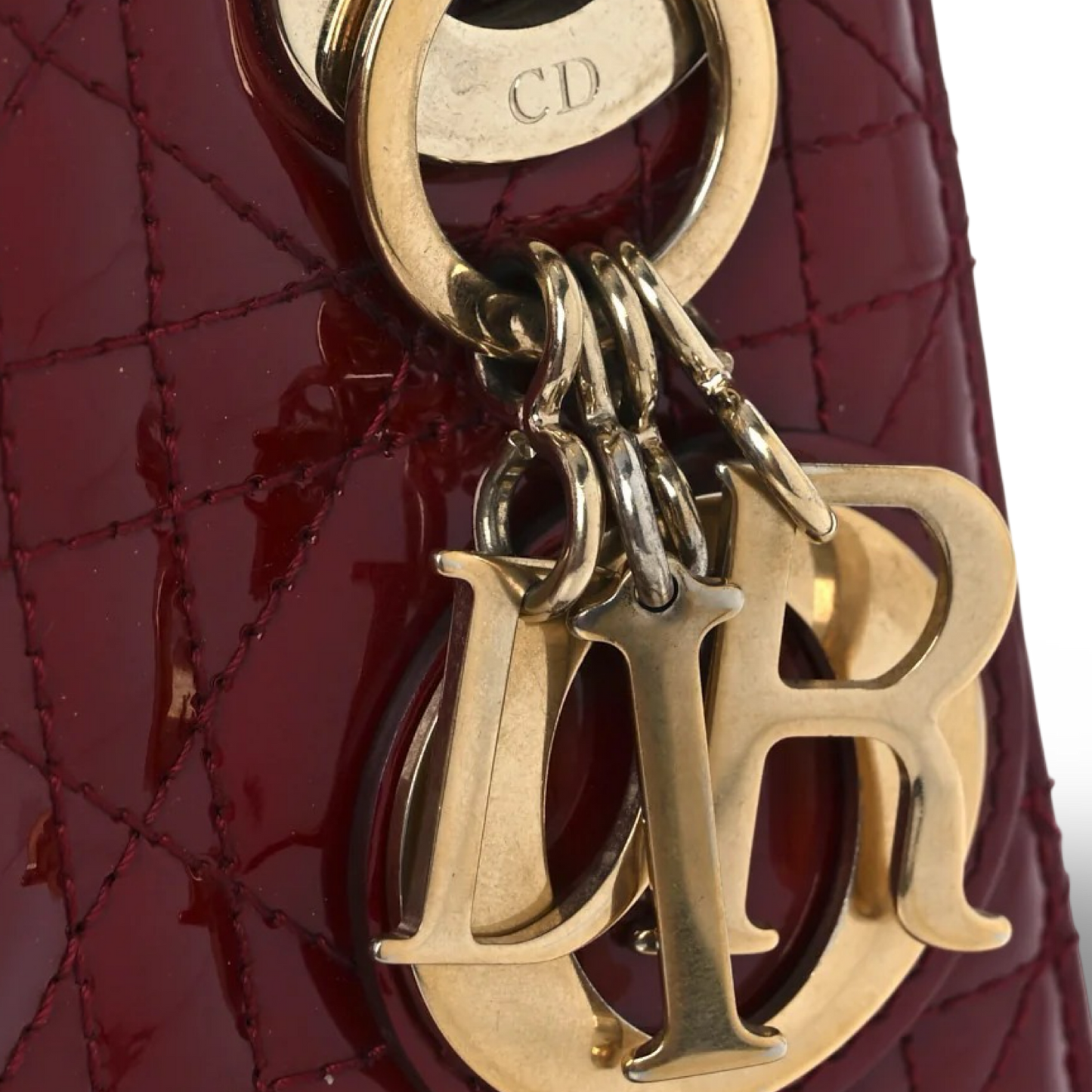 Dior Cannage Patent Mini Lady Dior - GHW / Red