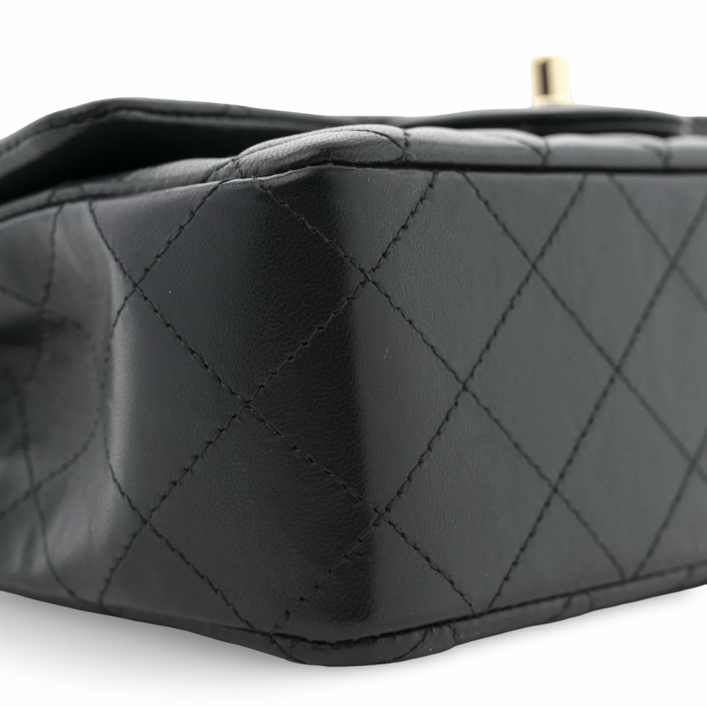 Chanel Quilted Lambskin Mini Rectangular Single Flap Bag - GHW / Black