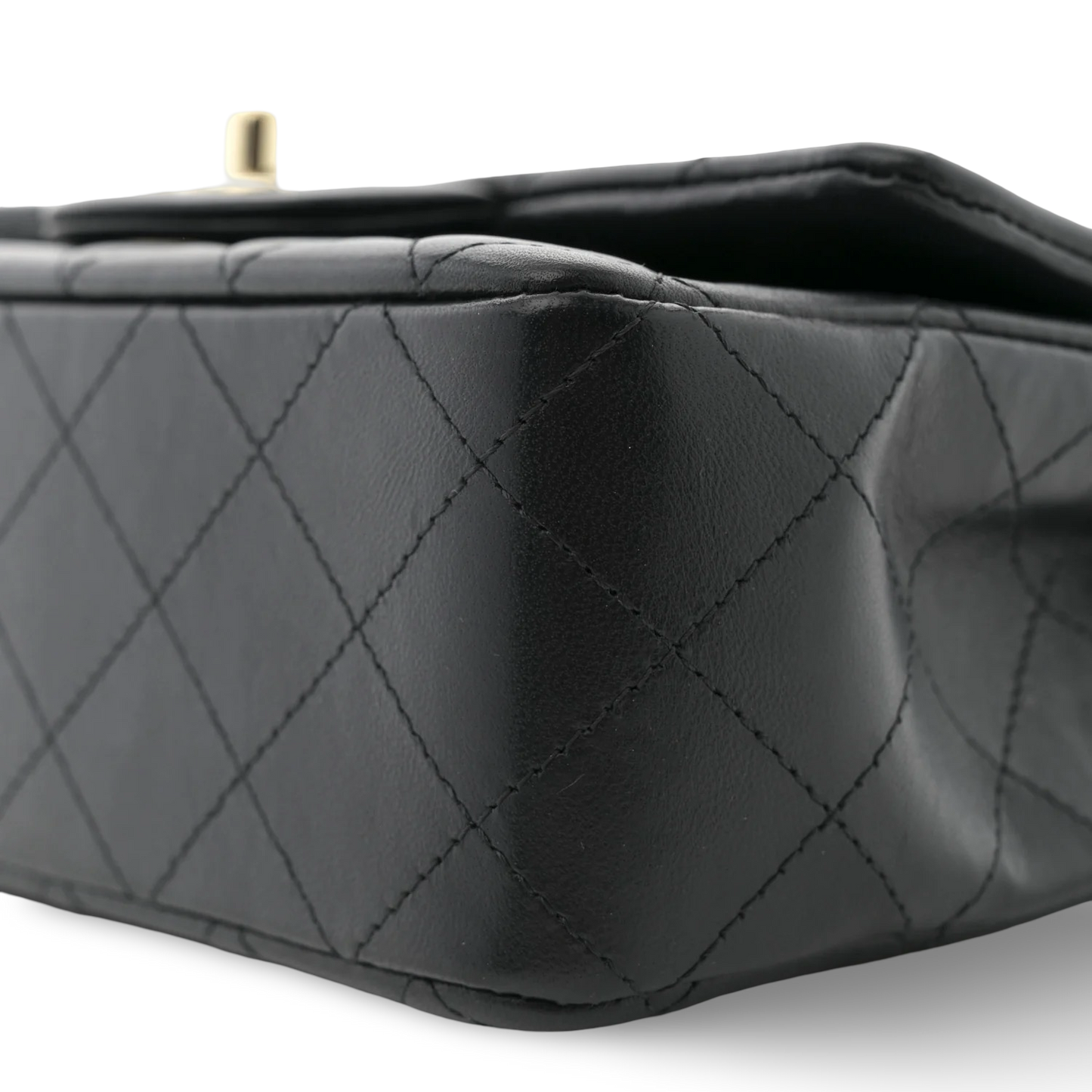 Chanel Quilted Lambskin Mini Rectangular Single Flap Bag - GHW / Black