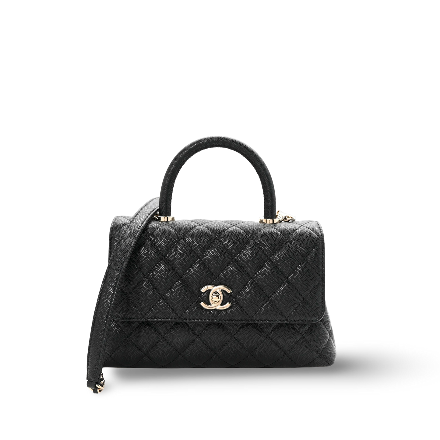 Chanel Quilted Caviar Mini Coco Handle Bag - GHW / Black