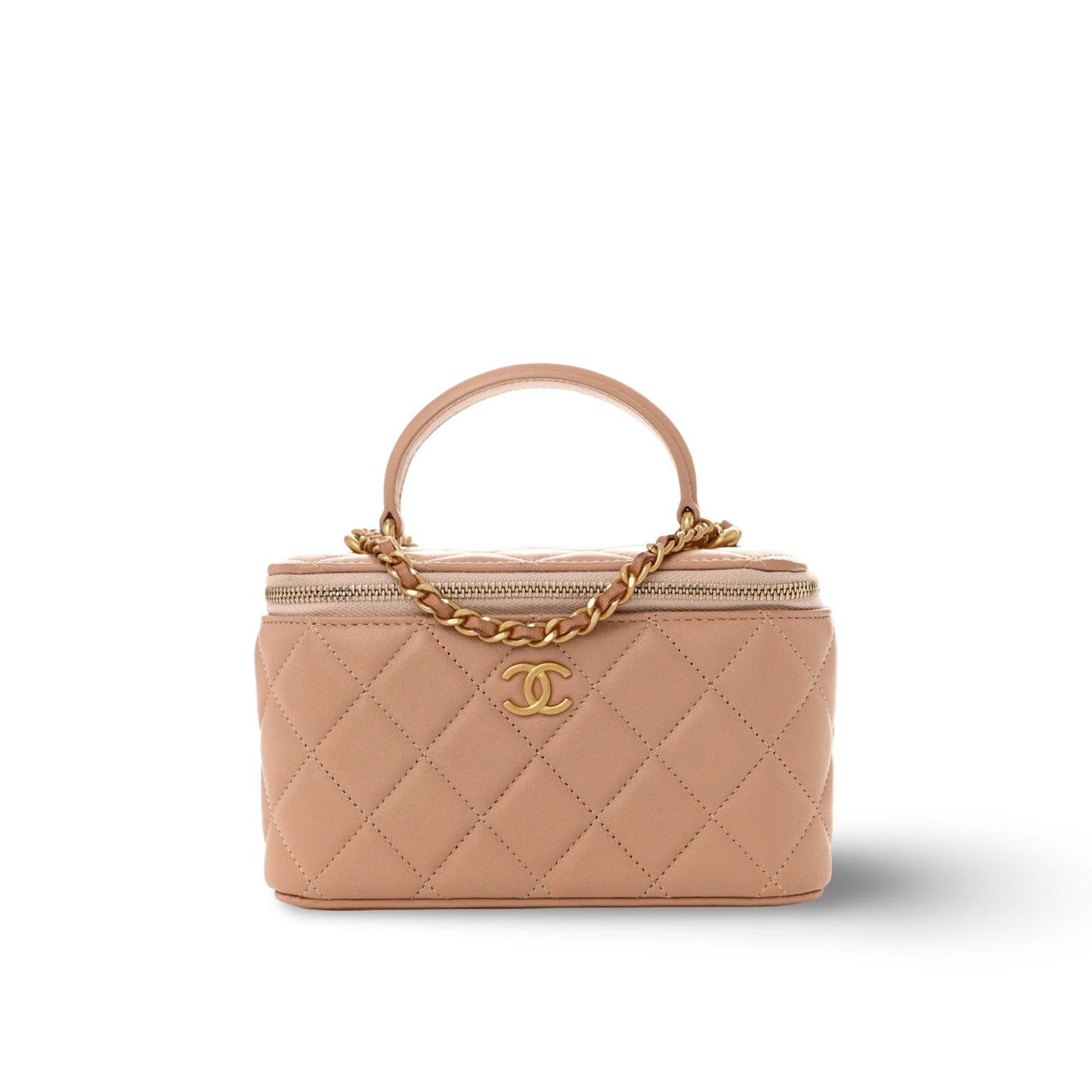 Chanel Quilted Lambskin Small Vanity Case - GHW / Beige